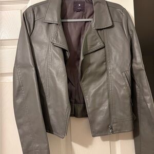 Gray Faux Leather Jacket